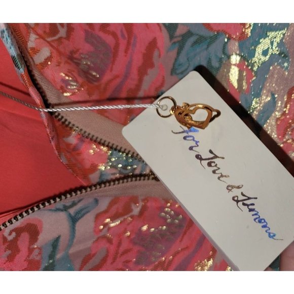 For Love & Lemons Floral Metallic Brocade Pants Size Large - Picture 7 of 10